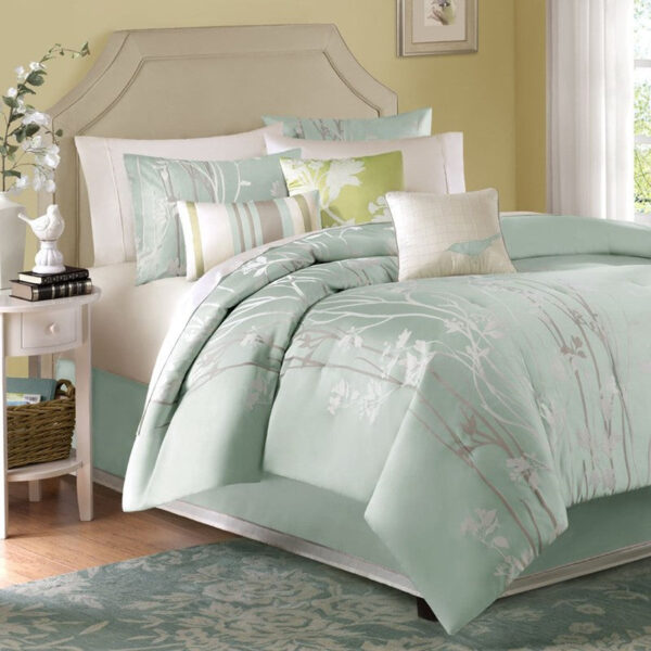 Madison Park Athena 7 Piece Comforter Set in Green, King MP10-002