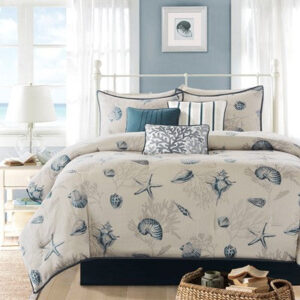 Madison Park Bayside 7 Piece Comforter Set in Blue, King MP10-505